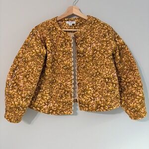 Kika Vargas x Target Yellow Quilted Jacket Barrel Sleeve Mum Floral Size Small